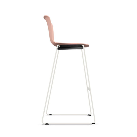 Workwell Sedus sespot se spot skid high Kufenstuhl Hocker Barstuhl mit Kunststoff-Sitz antikrosa und Gestell weiss, stapelbar