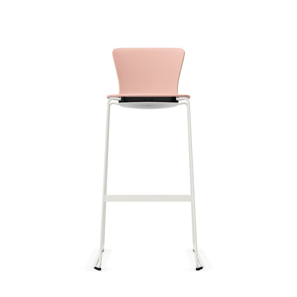 Workwell Sedus sespot se spot skid high Kufenstuhl Hocker Barstuhl mit Kunststoff-Sitz antikrosa und Gestell weiss, stapelbar