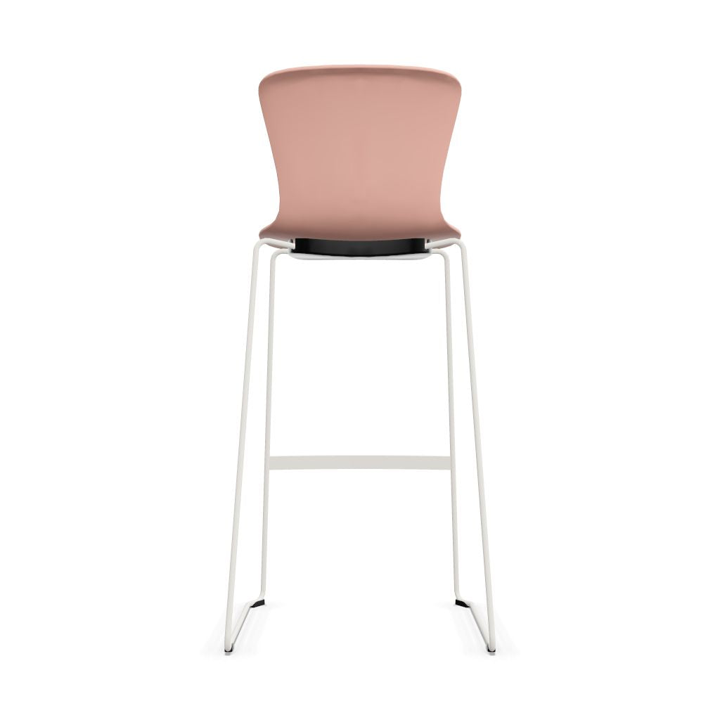 Workwell Sedus sespot se spot skid high Kufenstuhl Hocker Barstuhl mit Kunststoff-Sitz antikrosa und Gestell weiss, stapelbar