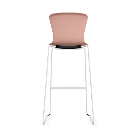 Workwell Sedus sespot se spot skid high Kufenstuhl Hocker Barstuhl mit Kunststoff-Sitz antikrosa und Gestell weiss, stapelbar