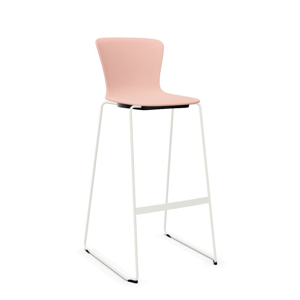 Workwell Sedus sespot se spot skid high Kufenstuhl Hocker Barstuhl mit Kunststoff-Sitz antikrosa und Gestell weiss, stapelbar