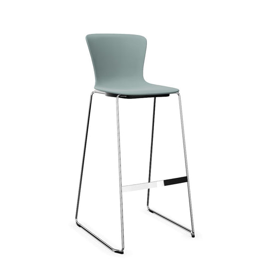 Workwell Sedus sespot se spot skid high Kufenstuhl Hocker Barstuhl mit Kunststoff-Sitz fjordgruen und Gestell poliert, stapelbar