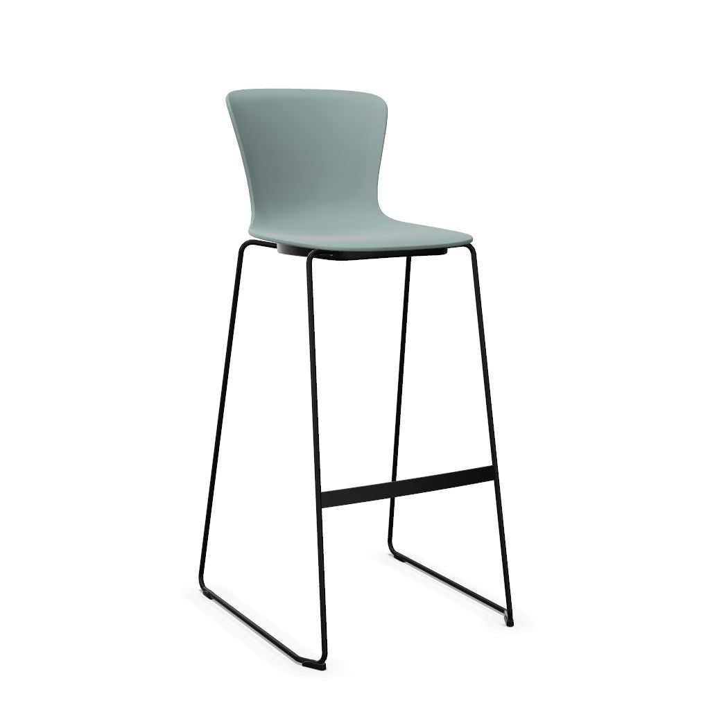 Workwell Sedus sespot se spot skid high Kufenstuhl Hocker Barstuhl mit Kunststoff-Sitz fjordgruen und Gestell schwarz, stapelbar