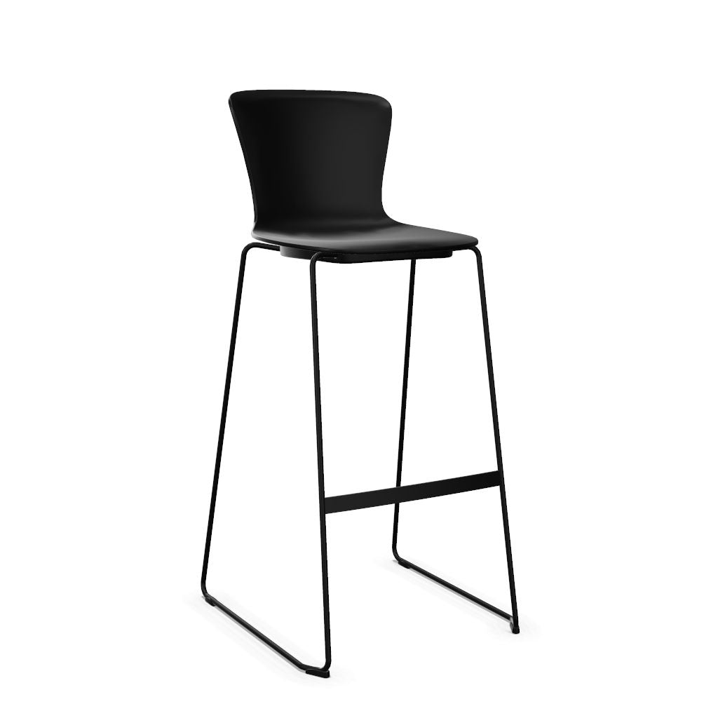 Workwell Sedus sespot se spot skid high Kufenstuhl Hocker Barstuhl mit Kunststoff-Sitz schwarz und Gestell schwarz, stapelbar