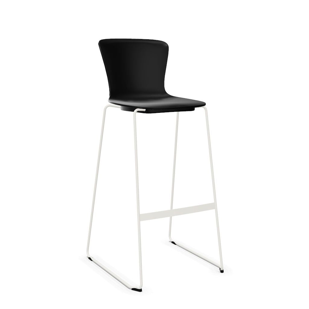 Workwell Sedus sespot se spot skid high Kufenstuhl Hocker Barstuhl mit Kunststoff-Sitz schwarz und Gestell weiss, stapelbar