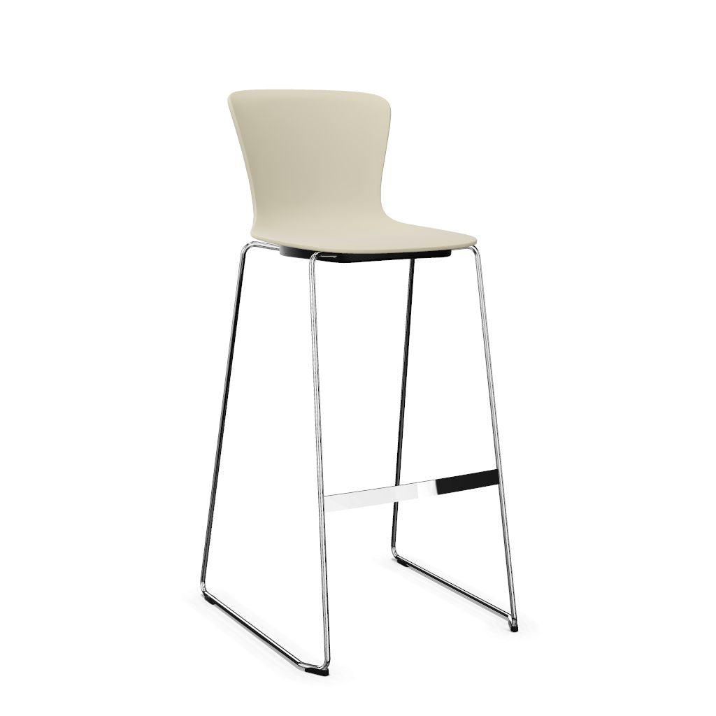 Workwell Sedus sespot se spot skid high Kufenstuhl Hocker Barstuhl mit Kunststoff-Sitz seidengrau und Gestell poliert, stapelbar