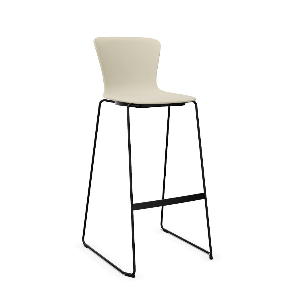 Workwell Sedus sespot se spot skid high Kufenstuhl Hocker Barstuhl mit Kunststoff-Sitz seidengrau und Gestell schwarz, stapelbar