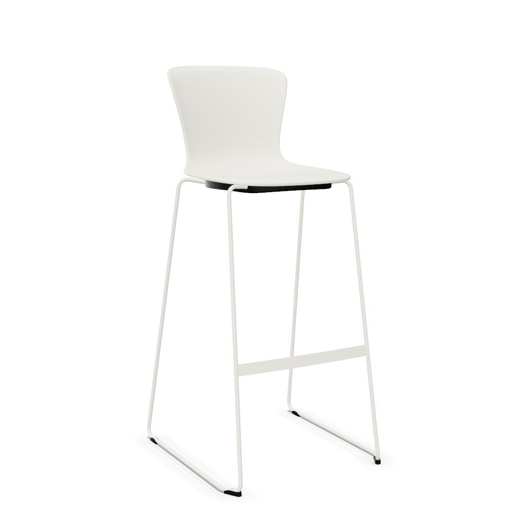 Workwell Sedus sespot se spot skid high Kufenstuhl Hocker Barstuhl mit Kunststoff-Sitz weiss und Gestell weiss, stapelbar
