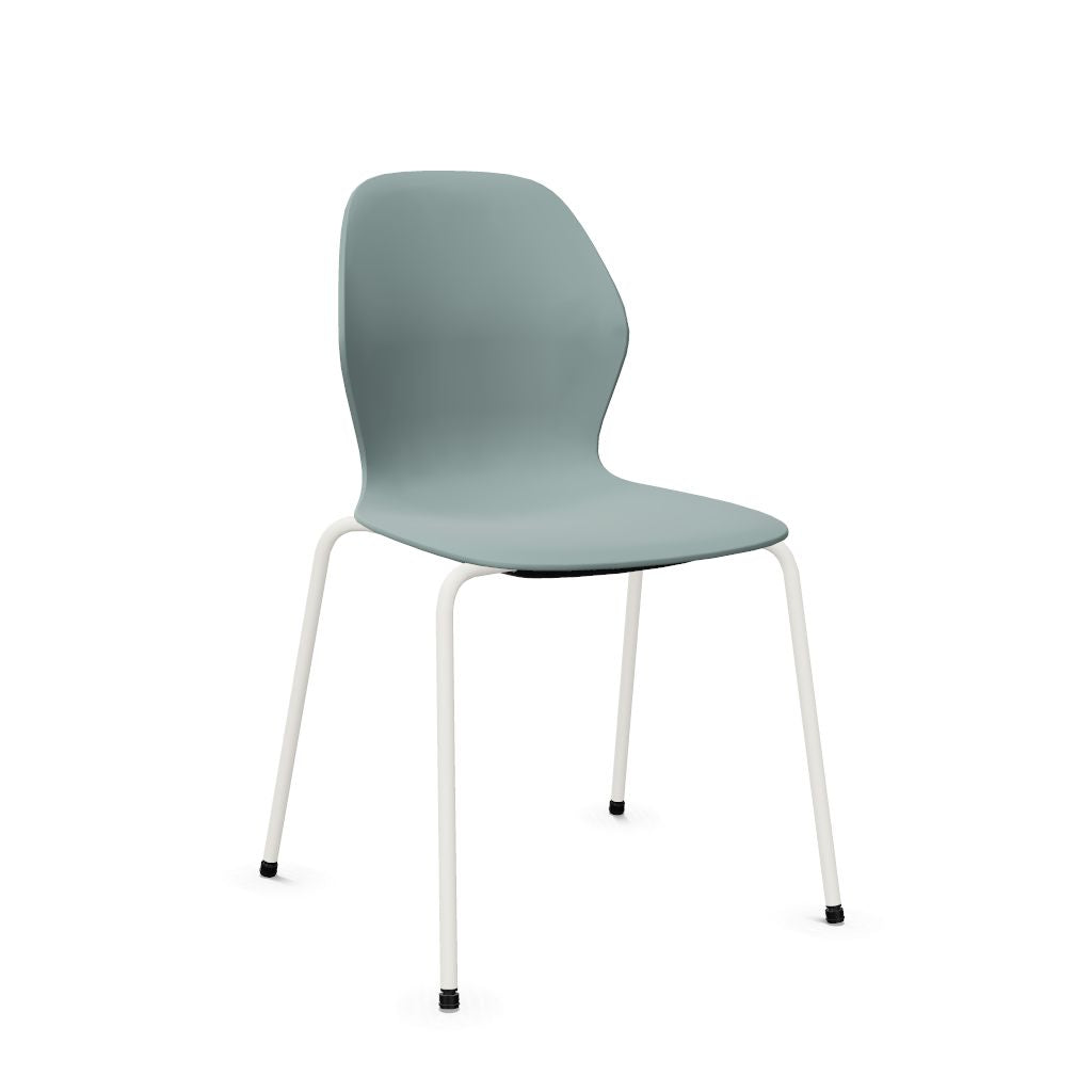 Workwell Sedus sespot se spot stack Vierfuss Stuhl, Kunststoff-Sitz fjordgruen und Gestell weiss, platzsparend stapelbar