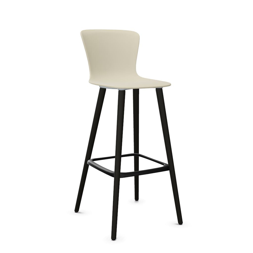 Workwell Sedus sespot se spot wood high Barhocker Barstuhl mit Kunststoff-Sitz seidengrau und Fuss Holz buche schwarz