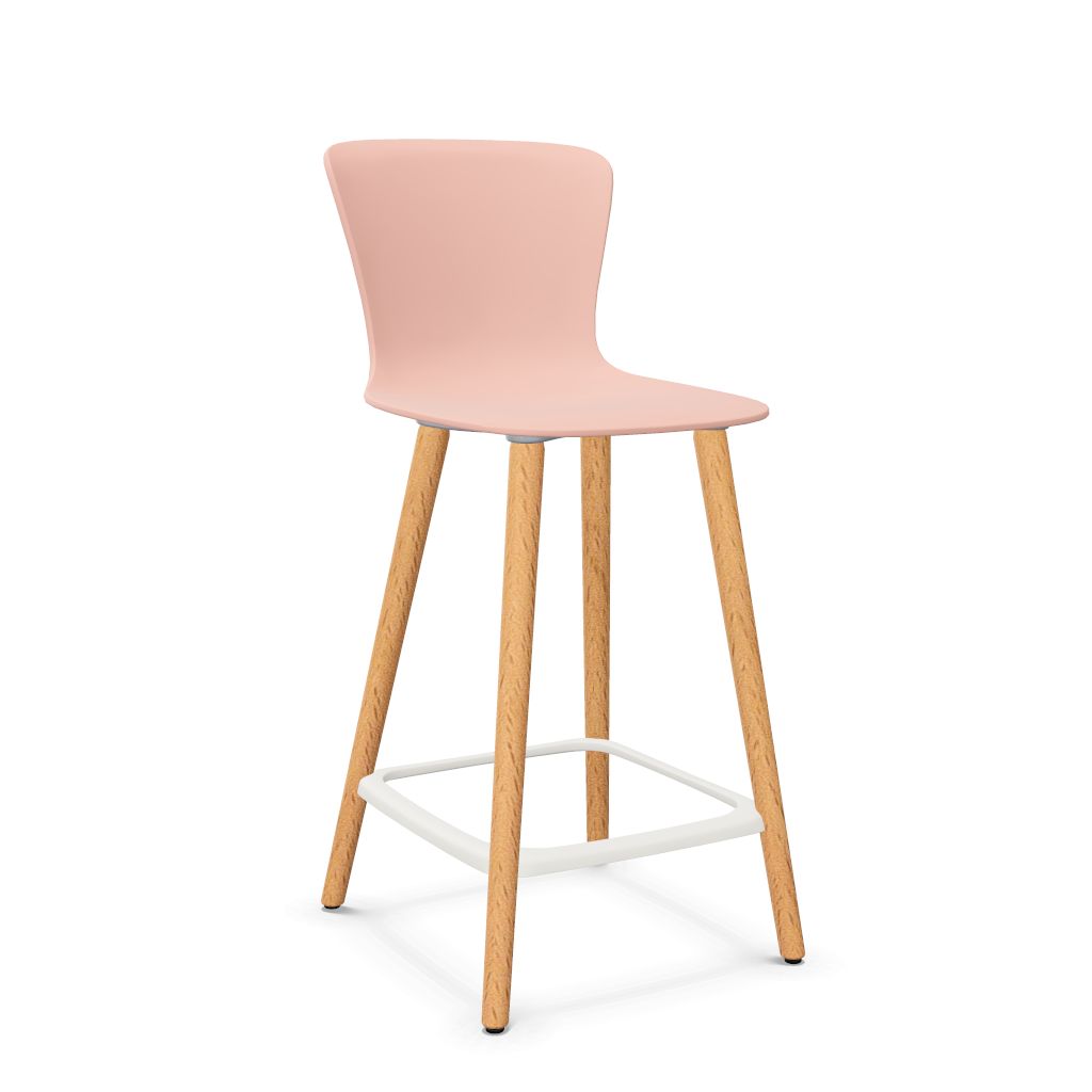 Workwell Sedus sespot se spot wood medium Barhocker Barstuhl mit Kunststoff-Sitz antikrosa und Fuss Holz buche natur