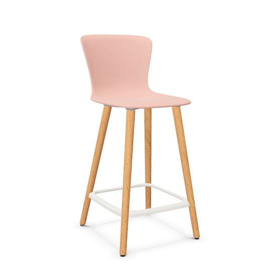 Workwell Sedus sespot se spot wood medium Barhocker Barstuhl mit Kunststoff-Sitz antikrosa und Fuss Holz buche natur