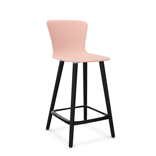 Workwell Sedus sespot se spot wood medium Barhocker Barstuhl mit Kunststoff-Sitz antikrosa und Fuss Holz buche schwarz