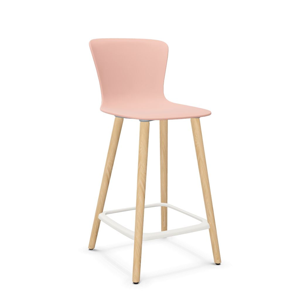 Workwell Sedus sespot se spot wood medium Barhocker Barstuhl mit Kunststoff-Sitz antikrosa und Fuss Holz eiche natur