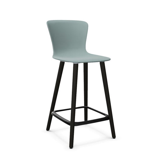 Workwell Sedus sespot se spot wood medium Barhocker Barstuhl mit Kunststoff-Sitz fjordgruen und Fuss Holz buche schwarz