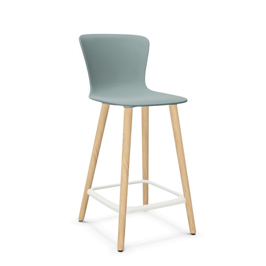Workwell Sedus sespot se spot wood medium Barhocker Barstuhl mit Kunststoff-Sitz fjordgruen und Fuss Holz eiche natur