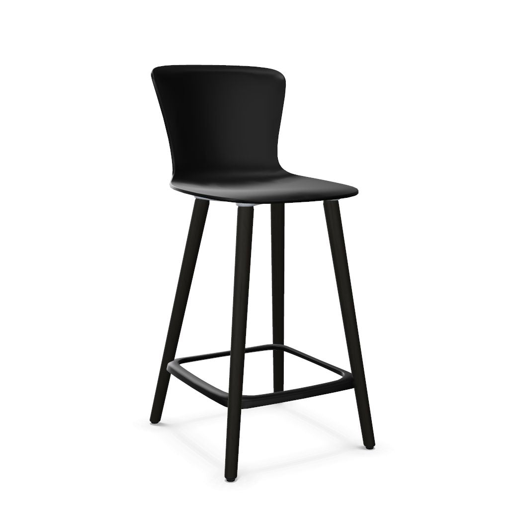 Workwell Sedus sespot se spot wood medium Barhocker Barstuhl mit Kunststoff-Sitz schwarz und Fuss Holz buche schwarz