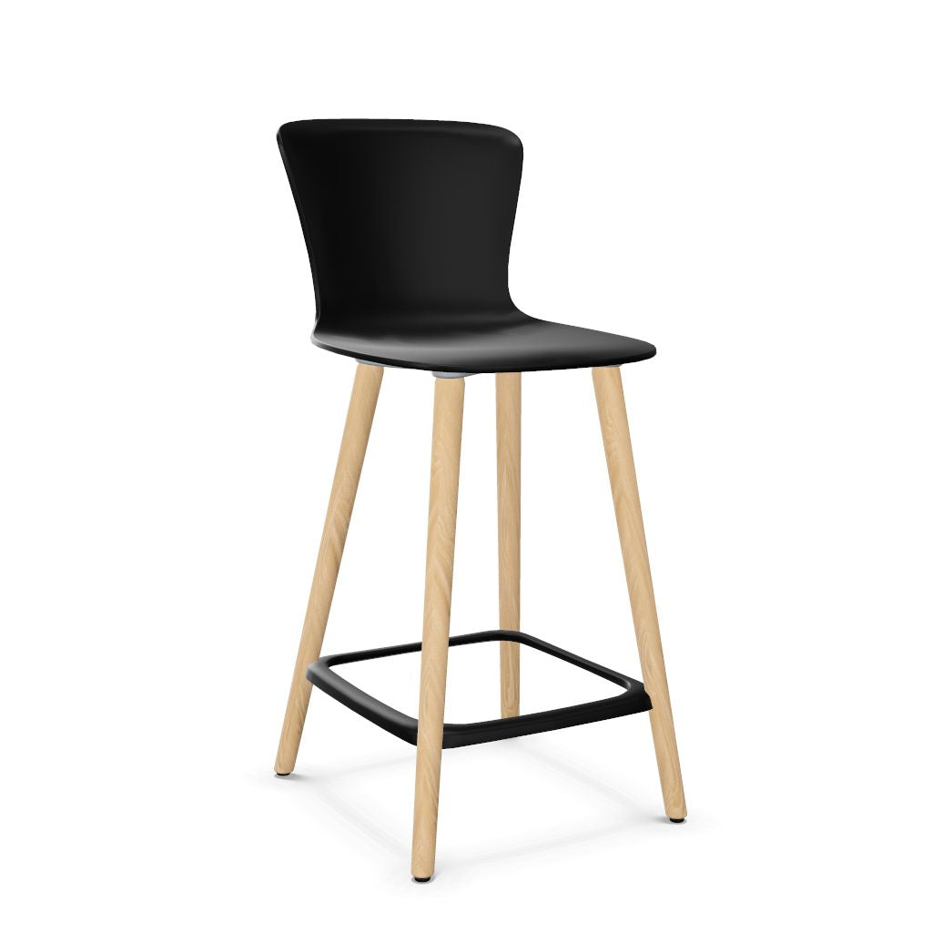Workwell Sedus sespot se spot wood medium Barhocker Barstuhl mit Kunststoff-Sitz schwarz und Fuss Holz eiche natur