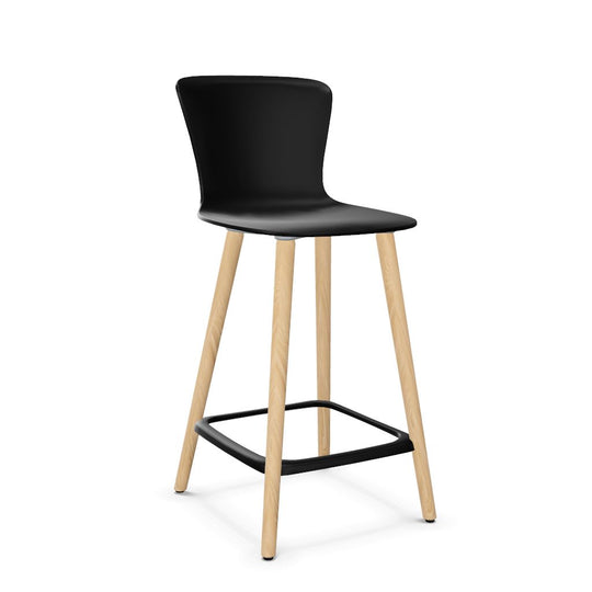 Workwell Sedus sespot se spot wood medium Barhocker Barstuhl mit Kunststoff-Sitz schwarz und Fuss Holz eiche natur