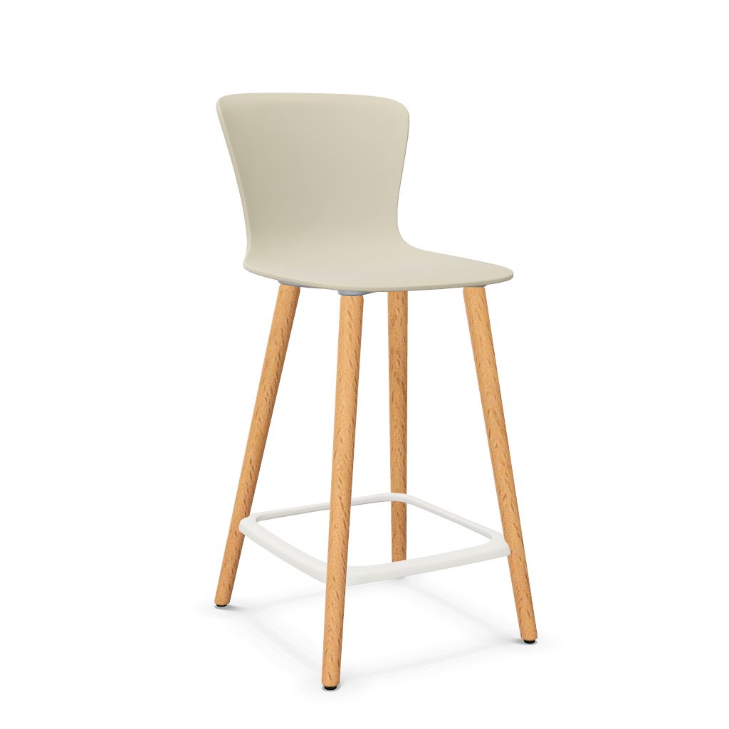 Workwell Sedus sespot se spot wood medium Barhocker Barstuhl mit Kunststoff-Sitz seidengrau und Fuss Holz buche natur