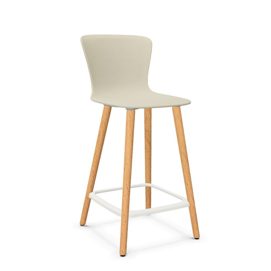 Workwell Sedus sespot se spot wood medium Barhocker Barstuhl mit Kunststoff-Sitz seidengrau und Fuss Holz buche natur