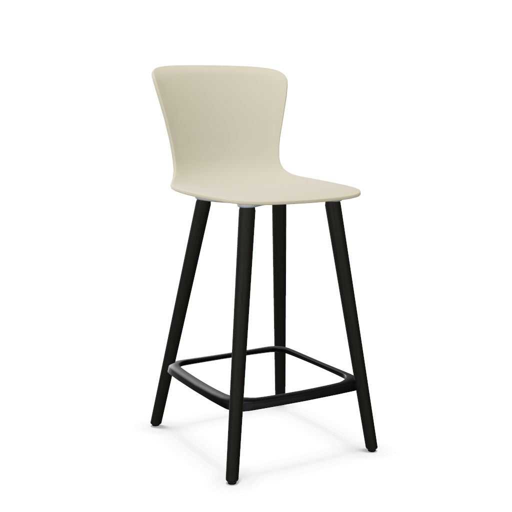 Workwell Sedus sespot se spot wood medium Barhocker Barstuhl mit Kunststoff-Sitz seidengrau und Fuss Holz buche schwarz