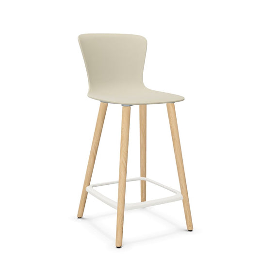 Workwell Sedus sespot se spot wood medium Barhocker Barstuhl mit Kunststoff-Sitz seidengrau und Fuss Holz eiche natur