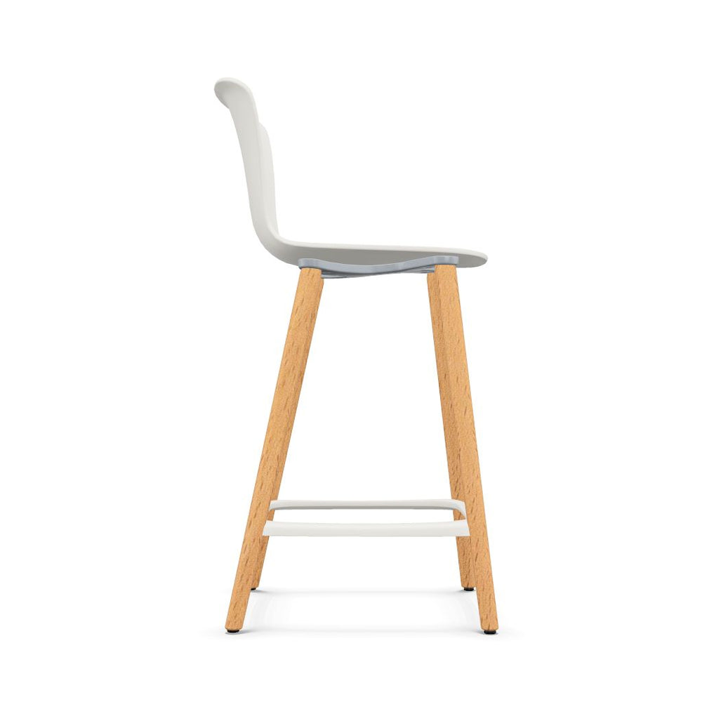 Workwell Sedus sespot se spot wood medium Barhocker Barstuhl mit Kunststoff-Sitz weiss und Fuss Holz buche natur