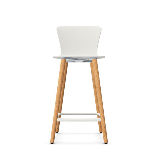 Workwell Sedus sespot se spot wood medium Barhocker Barstuhl mit Kunststoff-Sitz weiss und Fuss Holz buche natur