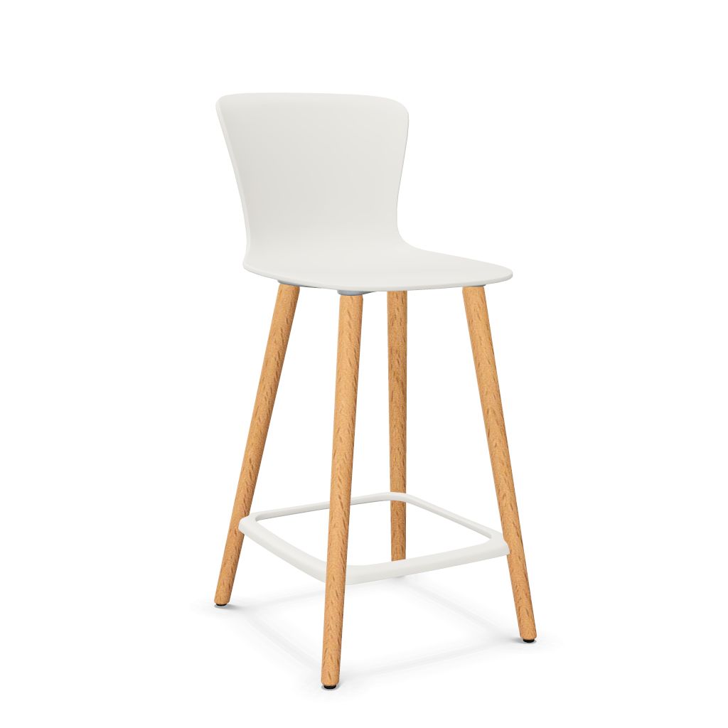 Workwell Sedus sespot se spot wood medium Barhocker Barstuhl mit Kunststoff-Sitz weiss und Fuss Holz buche natur
