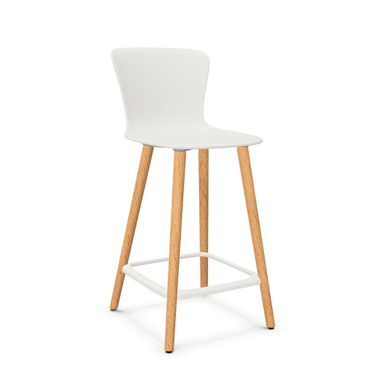 Workwell Sedus sespot se spot wood medium Barhocker Barstuhl mit Kunststoff-Sitz weiss und Fuss Holz buche natur