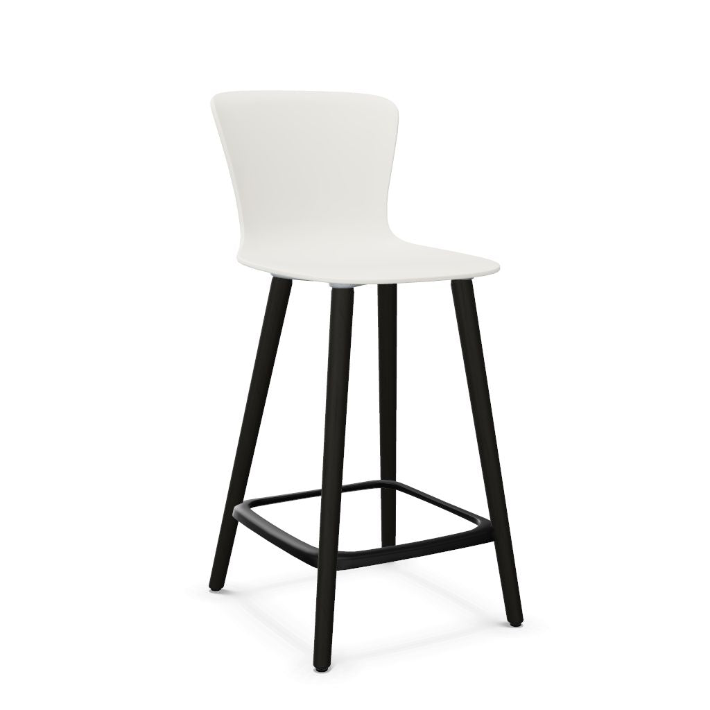Workwell Sedus sespot se spot wood medium Barhocker Barstuhl mit Kunststoff-Sitz weiss und Fuss Holz buche schwarz