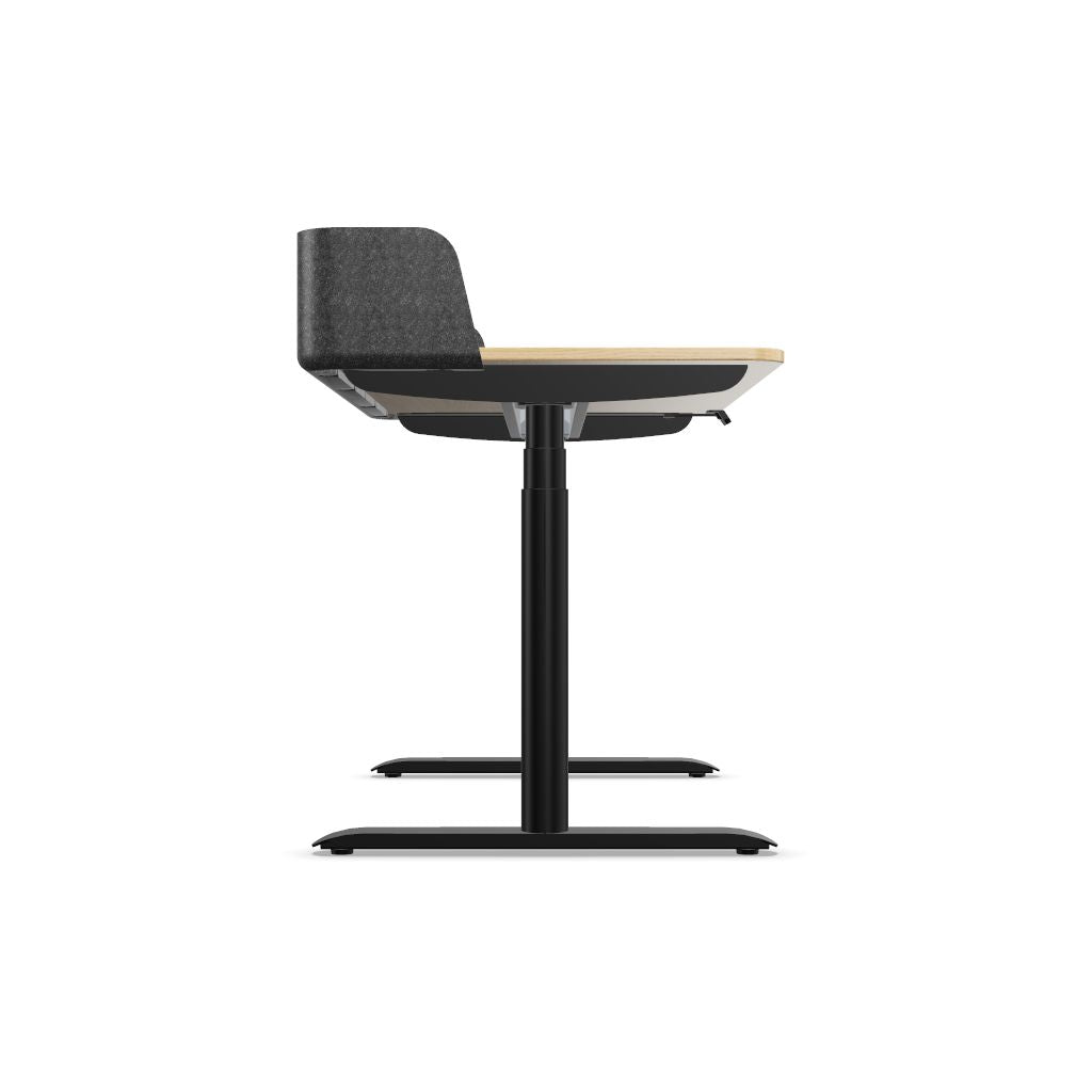 Workwell Sedus sedesk se desk home Schreibtisch mit Tischplatte eiche, Gestell schwarz und Filz Rueckwand, elektromotorisch hoehenverstellbar
