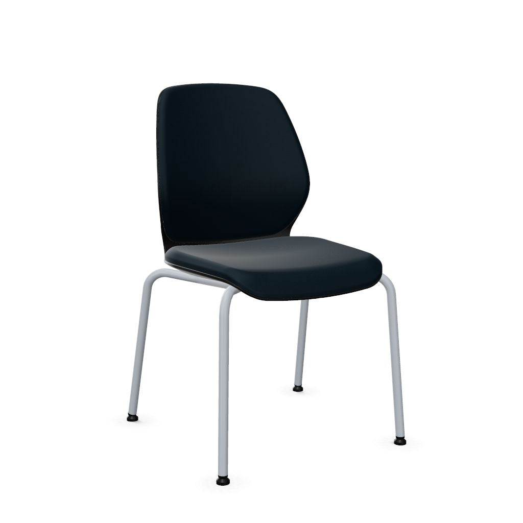 Workwell Sedus sedo se do Vierfuss Stuhl mit Bezug dunkelblau und Gestell weissaluminium, platzsparend stapelbar