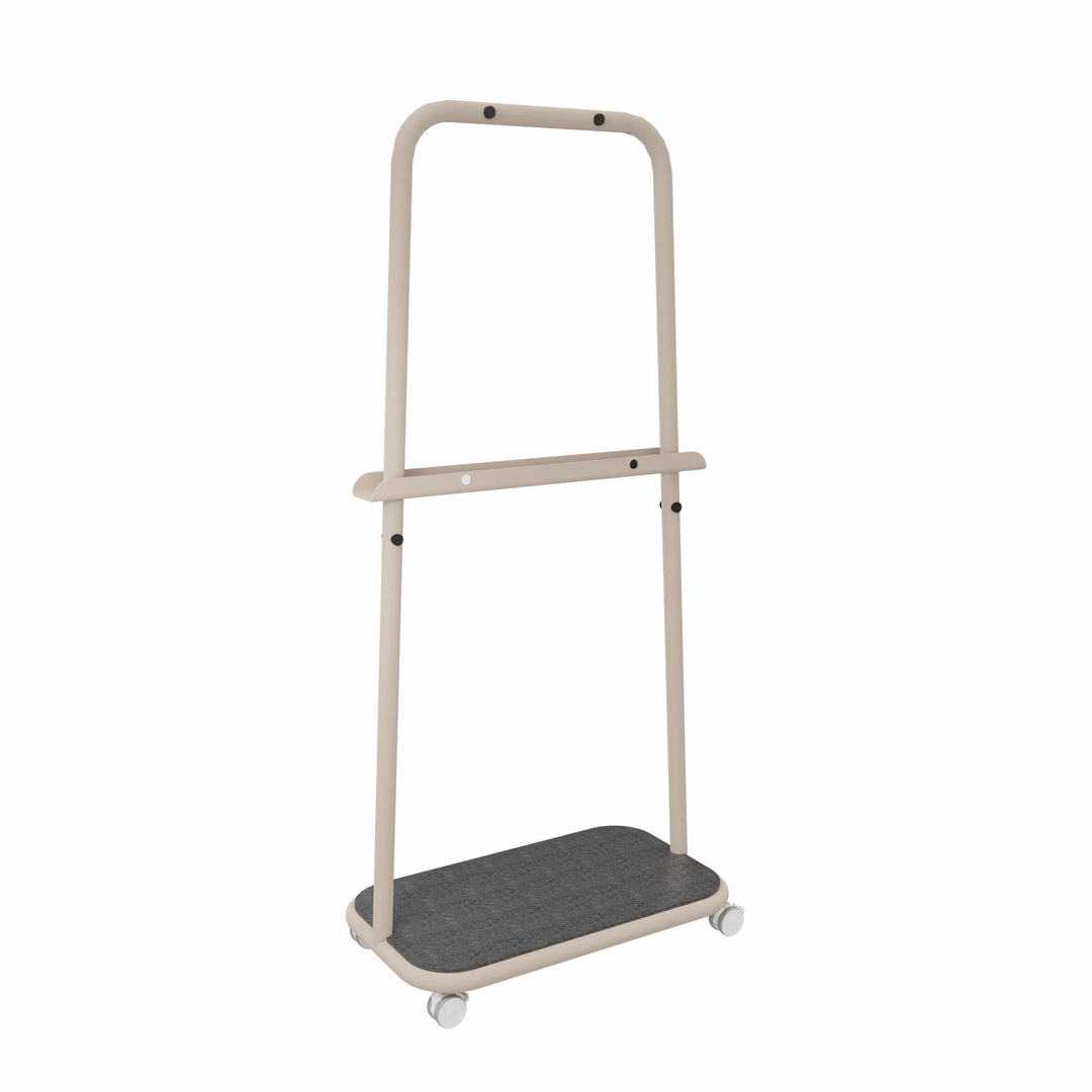 Workwell Sedus se lab rack mit der Gestellfarbe sandbeige, Boden Filz anthrazit mit Rollen.