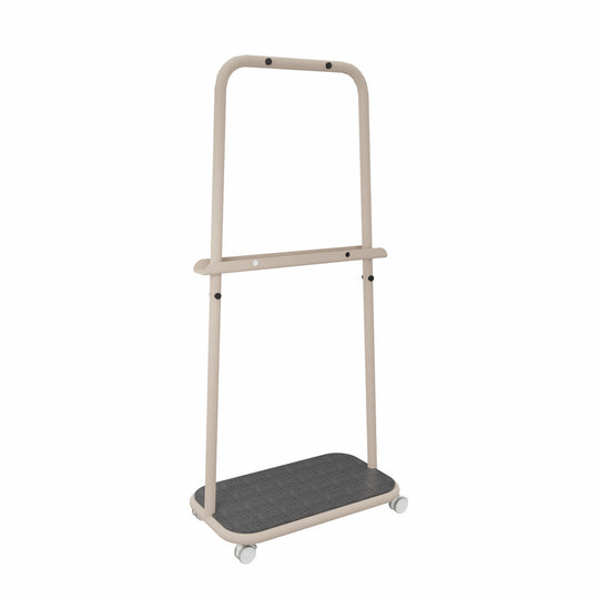 Workwell Sedus se lab rack mit der Gestellfarbe sandbeige, Boden Filz anthrazit mit Rollen.