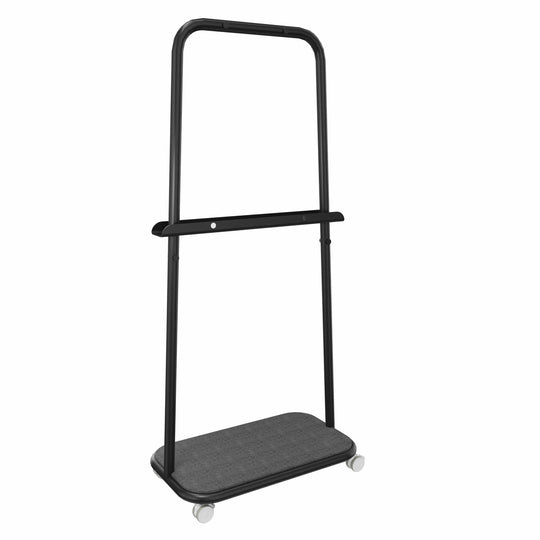 Workwell Sedus se lab rack mit der Gestellfarbe schwarz, Boden Filz anthrazit mit Rollen.