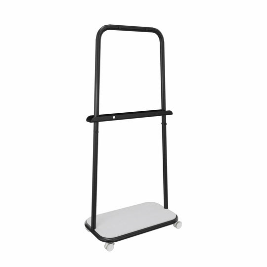 Workwell Sedus se lab rack mit der Gestellfarbe schwarz, Boden Filz hellgrau mit Rollen.