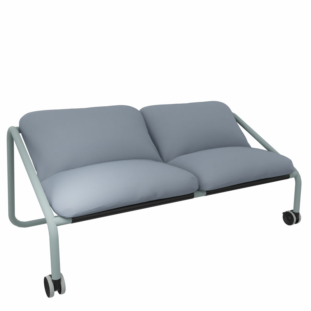 Workwell Sedus Sofa se lab mit Bezug blaugrau, Gestell fjordgrün mit Rollen