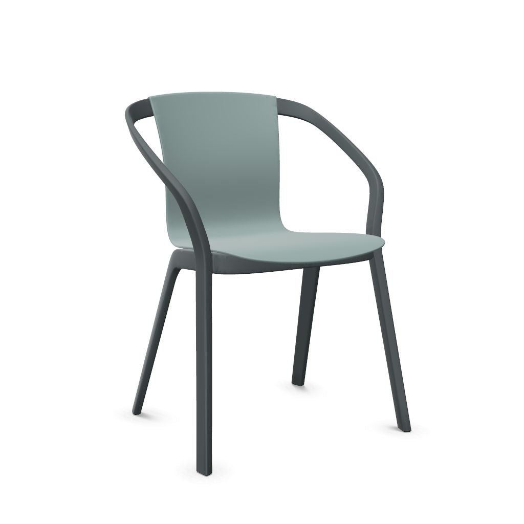 Workwell Sedus semood se mood Vierfuss Stuhl mit Kunststoff-Sitz fjordgruen und Gestell basaltgrau, stapelbar