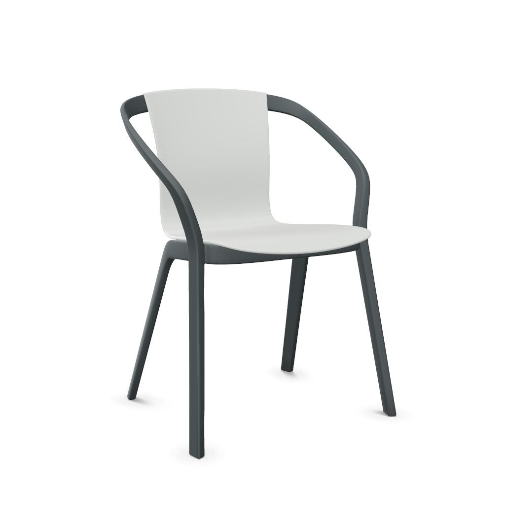 Workwell Sedus semood se mood Vierfuss Stuhl mit Kunststoff-Sitz lichtgrau und Gestell basaltgrau, stapelbar