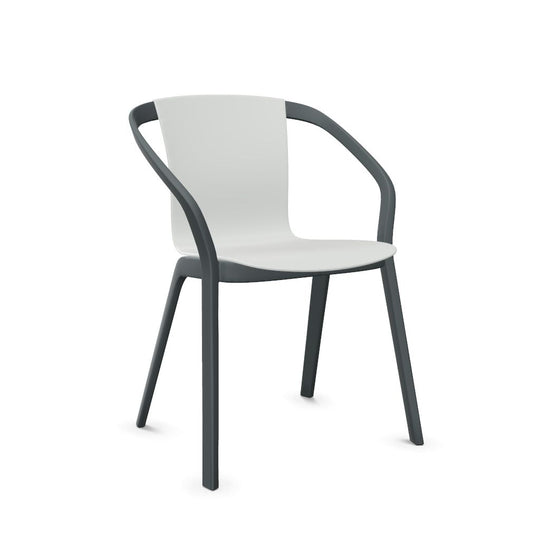 Workwell Sedus semood se mood Vierfuss Stuhl mit Kunststoff-Sitz lichtgrau und Gestell basaltgrau, stapelbar
