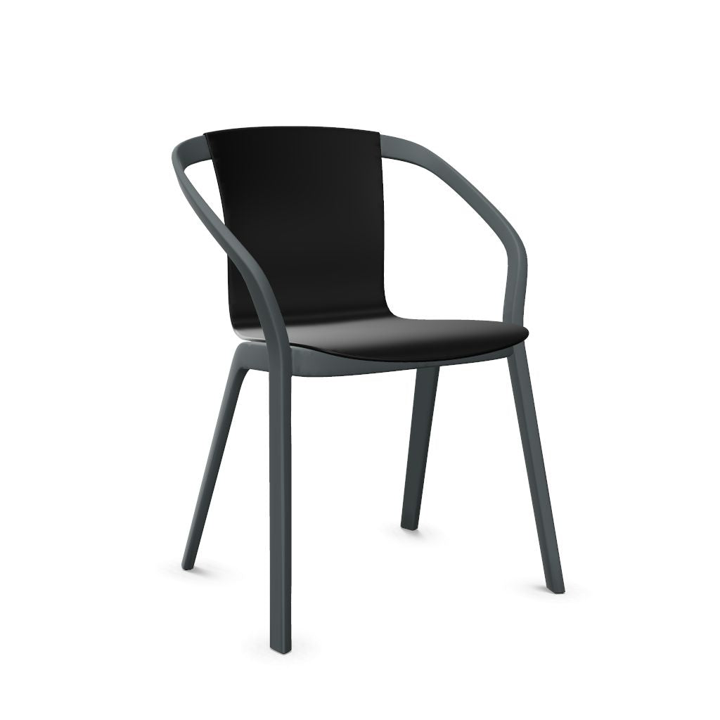 Workwell Sedus semood se mood Vierfuss Stuhl mit Kunststoff-Sitz schwarz und Gestell basaltgrau, stapelbar