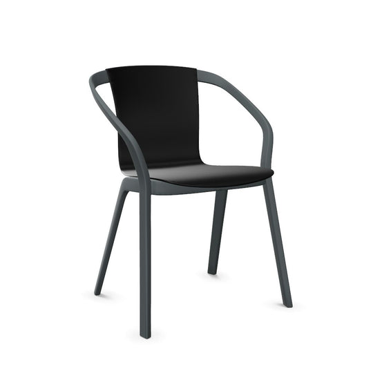 Workwell Sedus semood se mood Vierfuss Stuhl mit Kunststoff-Sitz schwarz und Gestell basaltgrau, stapelbar