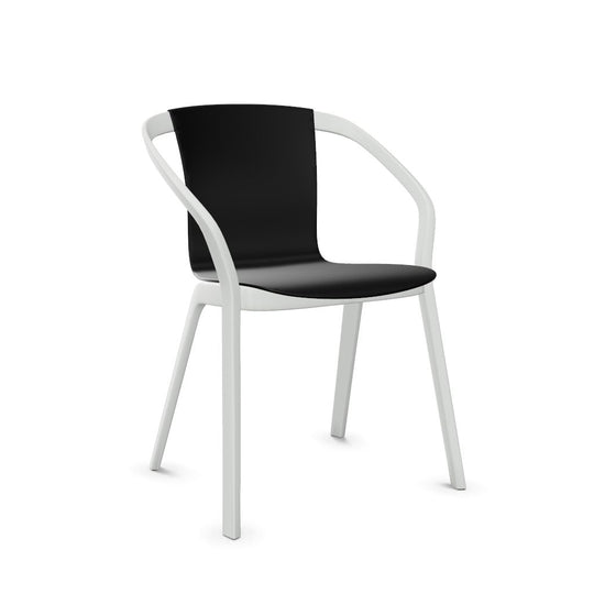 Workwell Sedus semood se mood Vierfuss Stuhl mit Kunststoff-Sitz schwarz und Gestell lichtgrau, stapelbar