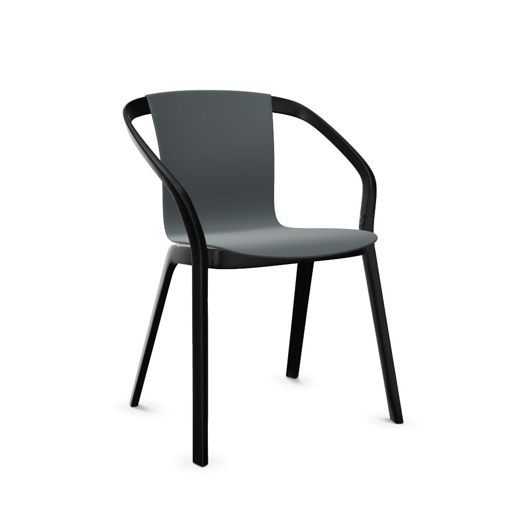 Workwell Sedus semood se mood Vierfuss Stuhl mit Kunststoff-Sitz basaltgrau und Gestell schwarz, stapelbar