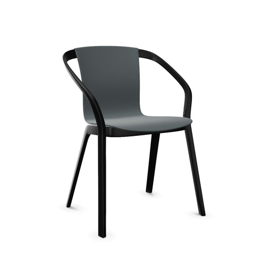 Workwell Sedus semood se mood Vierfuss Stuhl mit Kunststoff-Sitz basaltgrau und Gestell schwarz, stapelbar