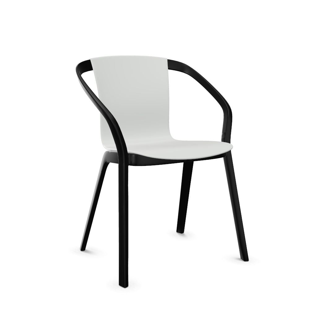 Workwell Sedus semood se mood Vierfuss Stuhl mit Kunststoff-Sitz lichtgrau und Gestell schwarz, stapelbar