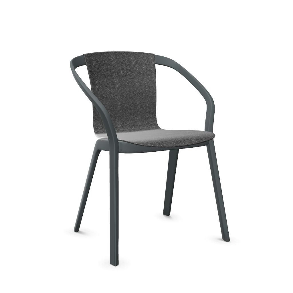 Workwell Sedus semood se mood Vierfuss Stuhl mit Kunststoff-Sitz aus Filz anthrazit und Gestell basaltgrau, stapelbar