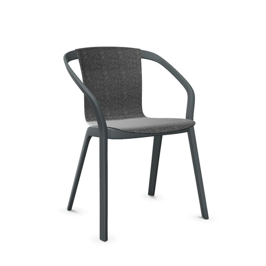 Workwell Sedus semood se mood Vierfuss Stuhl mit Kunststoff-Sitz aus Filz anthrazit und Gestell basaltgrau, stapelbar